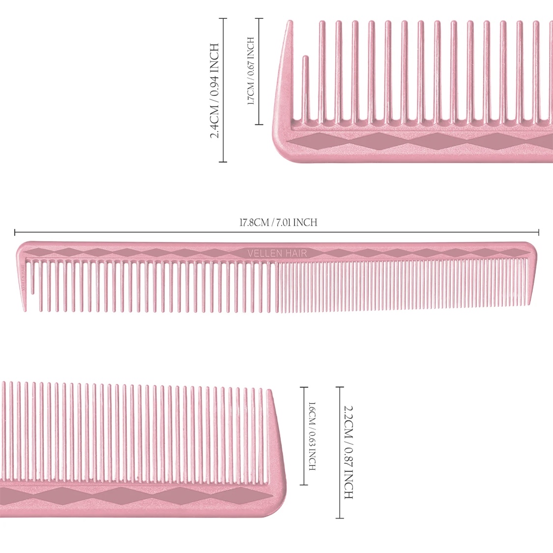 Sada profesionálních stříhacích hřebenů 5 ks - Pink