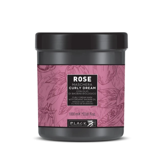 Black Premium Rose Curly Mask - Maska pro kudrnaté či vlnité vlasy s tendencí k vysušování 1000 ml