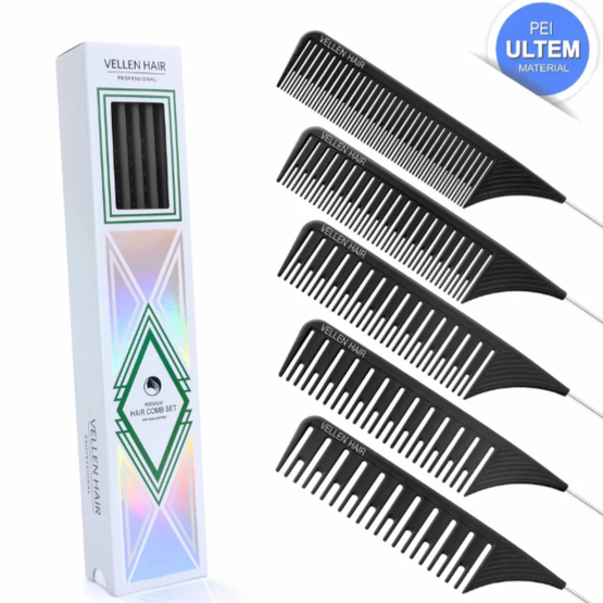 Vellen Hair sada melírovacích hřebenů 5 ks - Black